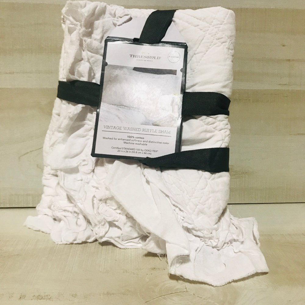 Threshold Standard Vintage Wash Ruffle Sham - White 20" x 26"